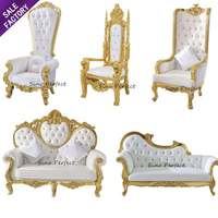 Chaises de luxe de roi et de reine de mariage d'événement royal de luxe d'or de vente pour des mariés