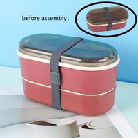 Boîte à lunch bento personnalisée ICEN A03 à 2 étages, résistante aux hautes températures, bol à salade isotherme, chauffable, 1100 ml, sans BPA