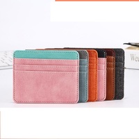 Grosir tekstur kanvas dompet ramping Pu kulit dompet tempat kartu kredit kartu Id Bisnis sarung pelindung untuk pria dan wanita
