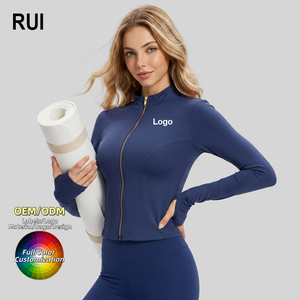 เสื้อโยคะแขนยาวผู้หญิง RUIQUWIN สกรีนโลโก้ได้ ทรงเข้ารูป ระบายอากาศ แห้งเร็ว เหมาะสำหรับออกกำลังกาย ฟิตเนส วิ่ง ครอปแจ็คเก็ต - Product Image 1