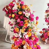 F36 Ensemble complet de fleurs artificielles en soie rose vif et orange pour arche, chemin de table floral, décoration florale pour mariage