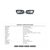 Ensemble de phares LED modifiés avec feux de jour Angel Eyes, Plug and Play pour BMW Série 7 F01 F02 2009-2015