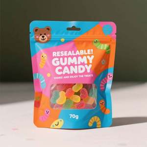 Gravure Printed Custom Sizes Moisture Proof <b>Ziplock</b> Stand up Pouch for Food Gummy Candy Sushi Reusable Mylar <b>Bag</b> - Product Image 2