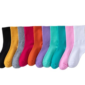 Crew <b>Socks</b> Solid Color Breathable <b>Polyester</b> Fiber Casual Daily Wear Youth Unisex <b>Socks</b> Macaron Colored Knee High <b>Socks</b> - Product Image 5