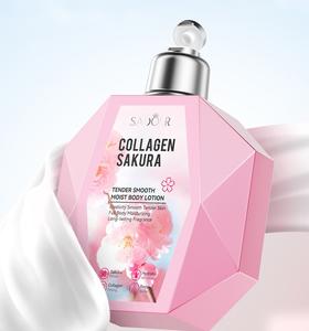 Lotion pour le corps au collagène Sakura de marque privée chaude Lotion blanchissante biologique naturelle pour le plastique de technologie de vide de réparation rugueuse - Product Image 6