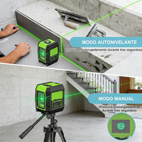 Mini niveau laser DIY vert, 2 lignes laser, 50 m, 360 degrés, niveau horizontal et vertical automatique, outil portatif, alimenté par batterie 12 V