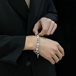 Bracciale con Perline Effetto Ghiaccio, Ciondolo a Stella in Acciaio al Titanio, Gioielli per Coppie, Regalo Kpop - Product Image 5