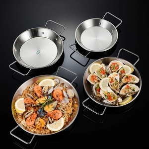 Korean Stainless Steel Seafood Pot Dish Wares Cooking Pot 36cm Golden Frying Cooking <strong>Pan</strong> Seafood <strong>Paella</strong> <strong>Pan</strong> with Two Handles - Product Image 4