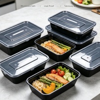 Boîte à lunch rectangulaire jetable anti-fuite en gros pour salades et nouilles à emporter avec couvercle en plastique pour usage en restaurant
