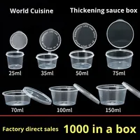 Tasses à sauce jetables en PP de qualité alimentaire en tailles 25/35/50/75/100ml Récipient à sauce à tremper avec couvercle pour emballage conjoint