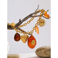 Collier Pendentif Cœur Ovale Soleil en Résine Rouge Étanche en Acier Inoxydable 316L Doré XY 309, Bijou d'Été 2025