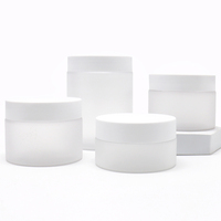Vide 4oz 5oz 200g 250ml Épais Givré Clair Large Bouche Corps Beurre Cosmétique PET Pot En Plastique Avec Couvercles Blancs
