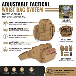 Fábrica al por mayor para hombre cinturón ajustable al aire libre correr casual caza táctico molle bolsa deporte bolsa táctica cintura bolsa - Product Image 1