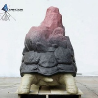Le classique des montagnes et des rivières Tortue Beast-Sculpture en fibre de verre réaliste avec des couleurs de coquille de montagne et de dégradé