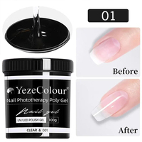 Gel dur pour ongles en pot de 100g, 6 couleurs, à faire tremper, non toxique, longue durée, extensions de gel UV, source de lampe LED pour salon DIY