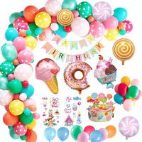 Kit de ballons en aluminium Arc-en-ciel Nuage Soleil Lune, Guirlande d'arche de ballons Macaron, Décorations de fête Joyeux Anniversaire pour Enfants et Baby Shower