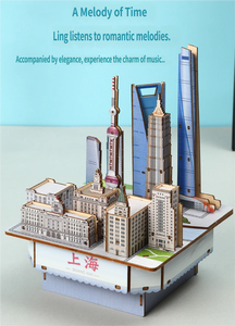 Caja de Música de Madera DIY con Diseño del Horizonte de Shanghái, Rompecabezas 3D de la Torre de la Perla Oriental, Juguete Educativo Creativo de Ensamblaje Coleccionable - Product Image 6