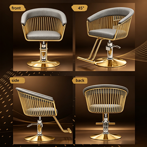Fauteuil de barbier moderne avec pompe hydraulique, pivotant à 360°, hauteur réglable, en cuir PU noir, pour salon de coiffure et institut de beauté - Product Image 4