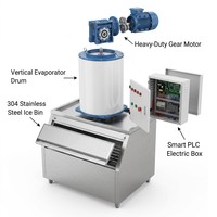 Machine à glace en flocons industrielle 1T/24H |   Machine à glaçons commerciale directe d'usine pour entrepôts frigorifiques