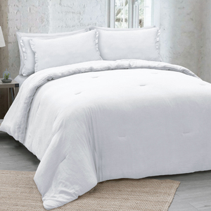 Bộ Chăn Lông Vịt Châu Âu Xếp Nếp Vải <span class=keywords><strong>Cotton</strong></span> Màu Trơn Mới Bộ Chăn Bông - Product Image 4