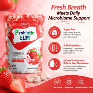 Gommes Probiotiques Tendance 2026, Complément de Santé Avancé et Suppléments Nutritionnels au Goût Fraise pour une Haleine Fraîche - Product Image 4