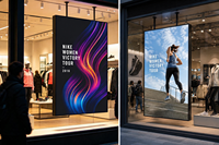 Pantallas de Señalización Digital para Montaje en Pared, Equipo de Publicidad LCD Colgante, Pantallas de Doble Cara de 55 Pulgadas con Android y Alto Brillo para Ventanas
