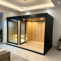 Sauna de Luxe Personnalisé en Bois Massif avec Douche Extérieure Intégrée, Spa Moderne pour Villa, Sauna en Bois Massif, Bain de Vapeur Humide et Baignoire de Glace