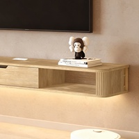 Vente en gros d'usine Console média murale en chêne Support TV flottant avec tiroir à LED Étagères ouvertes Gestion des câbles