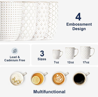 Vente chaude Cadeau de pendaison de crémaillère ou de mariage Tasse à café en céramique gaufrée Ensemble de tasses en céramique gaufrée, Tasses en céramique pour le latte