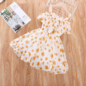 En Stock, Hermoso Vestido de Gasa con Estampado Floral para Niña, Económico, al por Mayor, para Verano, de 3 a 5 Años - Product Image 3