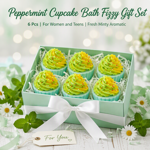 Lot <span class=keywords><strong>de</strong></span> 6 bombes <span class=keywords><strong>de</strong></span> <span class=keywords><strong>bain</strong></span> effervescentes en forme <span class=keywords><strong>de</strong></span> cupcake à la menthe poivrée, 70g, naturelles, faites à la main, vert et jaune, avec un dessus fouetté et des paillettes, OEM ODM - Product Image 4
