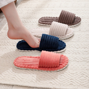 Chaussons de maternité pour femmes, automne-hiver, à bout ouvert, intérieur/extérieur, semelle épaisse, chauds, en peluche, à une sangle, en coton, pour pantoufles, transfrontalier - Product Image 6