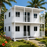 Casa Contenedor Prefabricada de Dos Pisos Personalizada, Apartamento Modular con Balcón para Hotel, Dormitorio y Edificio de Oficinas