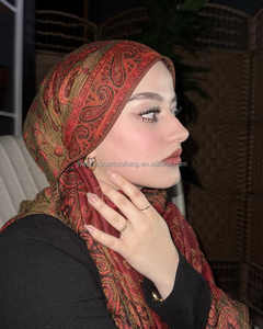 Ethnic Jacquard Bandanas Pashmina Tasselsウールスカーフカシミア付き卸売ジャカードタッセルウールスカーフカシミアHijab - Product Image 5