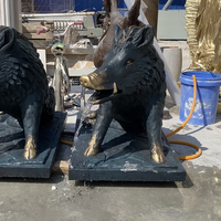 Statues de fontaine de jardin d'extérieur, statue de sanglier sauvage en bronze, sculpture, directement de l'usine