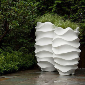<b>Large</b> Luxury Vase Relief Carvings Flower Pot FRP Planter for Home Living Room Garden Wedding Centerpieces Decor Resin Crafts AT- - Product Image 2