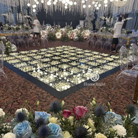 Piste de danse LED DMX 12x12 pieds pour mariage et fête, éclairage doré féerique blanc chaud