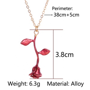 <span class=keywords><strong>Collana</strong></span> con Ciondolo a Forma di <span class=keywords><strong>Rosa</strong></span> <span class=keywords><strong>Rossa</strong></span> in Lega di Zinco ZRM, Oro/Oro <span class=keywords><strong>Rosa</strong></span>/Argento/Rosso, Gioielli da Donna, Stile Romantico, Regalo per Anniversario - Product Image 6