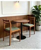 Ensemble table et chaises de salle à manger en bois de style mid-century, chaises rembourrées en tissu pour café et bistrot