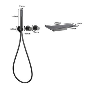 Copper Bathtub Shower Head Dual Function Concealed Installation Waterfall Spray Rectangle Shape With Mixing Valve Hot Cold Water - Product Image 3