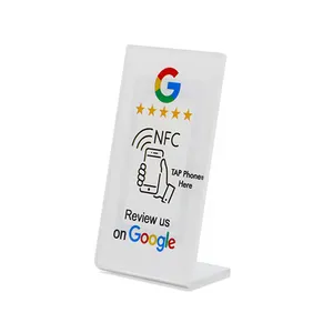 Custom Logo Print NTAG213 Acrylic NFC Stand Blank Acrylic NFC Google Review Menu Stand