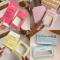 Boîte cadeau cosmétique pour faux ongles à porter, avec fenêtre, logo estampé or à chaud, oreille de suspension, double insert, carte blanche personnalisable