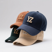 Gorras de Béisbol Personalizadas Unisex de 5 y 6 Paneles, de Sarga y Felpa, con Visera Curva, Lisas, de Algodón y Gamuza, con Logotipo Bordado