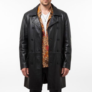Manteau long en cuir pour homme, vêtement de mode en gros, en cuir de haute qualité, à manches longues, pour l'extérieur - Product Image 6