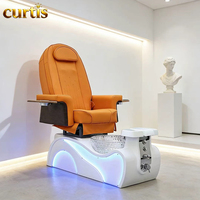 Ensemble de chaise de pédicure et de manucure électrique réglable, tabouret, mobilier de salon de beauté de luxe, lampe LED 7 couleurs, système de jets d'hydrothérapie
