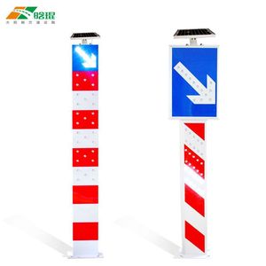 <b>Solar</b> Warning Post With Led Display Flashing <b>Light</b> For Traffic Safety Q235 Frame Ip65 Protection - Product Image 2