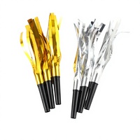 6 Stück/Set Plastik-Glitzer-Lärmmacher in Gold für Geburtstag und Silvester, Partyzubehör