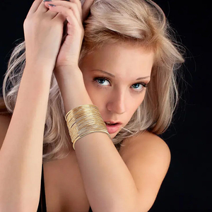 6 Miếng Vàng Chunky <span class=keywords><strong>Cuff</strong></span> Vòng Đeo Tay Cho Phụ Nữ Mở Rộng Dây Vòng Đeo Tay Không Thường Xuyên Bangle Vòng Tay Dày Cánh Tay <span class=keywords><strong>Cuff</strong></span> Tuyên Bố Punk - Product Image 5