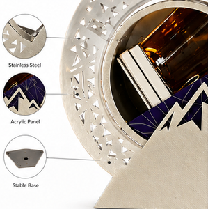 Porte-bouteilles à vin moderne avec éclairage LED et design montagne, support métallique pour bouteilles, idéal pour les fêtes et les bars - Product Image 3