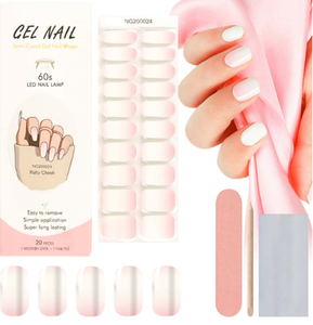 Pegatinas de envolturas de uñas de gel semicuradas con lámpara UV populares con diseño de color degradado rosa y blanco - Product Image 1